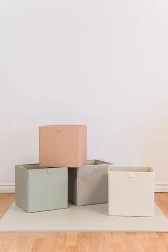 Vista 5 de 3 Sprouts Cubo de almacenamiento de tela reciclada, organizador plegable de 13 pulgadas para sistemas de estanterías de cubos, cubos para niños