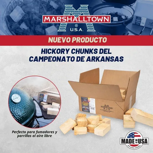 Vista 3 de MARSHALLTOWN Arkansas Championship Hickory Chunks, caja de 10 libras de trozos de ahumador de hickory americano genuino, HCKCHNK10