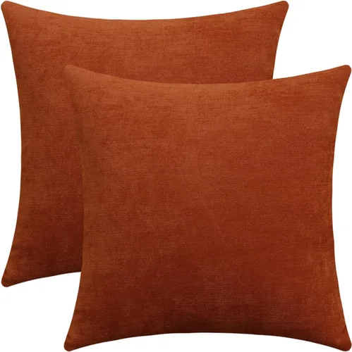 Vista 12 de Jeneoo - Fundas de almohada decorativas rojas brillantes de chenilla suave, fundas de cojín cómodas y sólidas para sofá de sala de estar