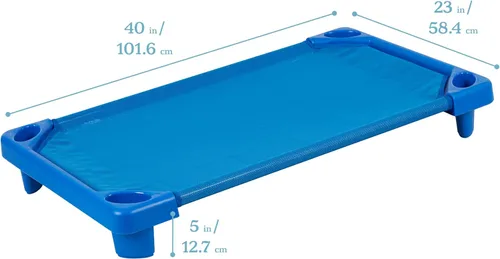 Vista 2 de ECR4Kids Cama/catre estándar para niños pequeños (Paquete de 6), Azul, 1 Breathable mesh, GREENGUARD Gold Certified, 75 lb capacity, space-saving
