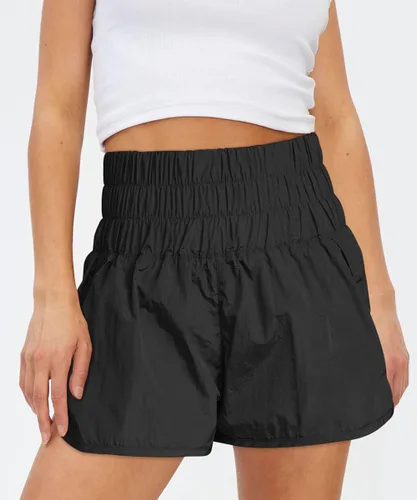 Vista 3 de AUTOMET Pantalones cortos deportivos de talle alto para mujer pantalones cortos elásticos casuales de verano para correr pantalones cortos