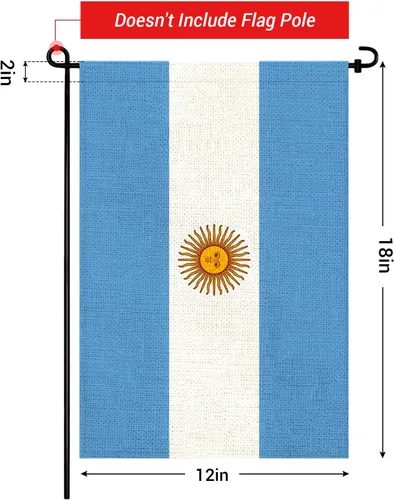 Vista 2 de Banderas de jardín de Argentina Bandera argentina pequeña de 12x18 pulgadas de arpillera de doble cara para decoración al aire libre de patio