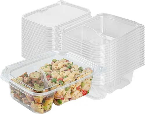 Vista 23 de Restaurantware Tamper Tek - Recipientes rectangulares para llevar de 11 onzas, 100 recipientes duraderos de plástico transparente congelable a