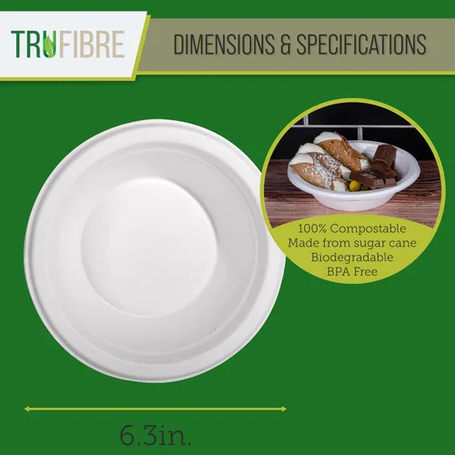 Vista 4 de Tazones de sopa desechables para alimentos calientes, paquete de 100, cuencos de papel de 12 onzas, bagazo compostable resistente, cuencos