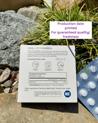 Vista 2 de H2 Tabletas de agua de hidrógeno molecular con magnesio antioxidante tableta de agua potable apoya la salud celular, combate el estrés