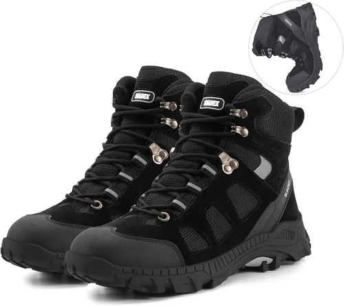 Vista 5 de SUADEX Botas con punta de acero para hombres y mujeres, botas de trabajo antideslizantes, botas de seguridad con punta compuesta