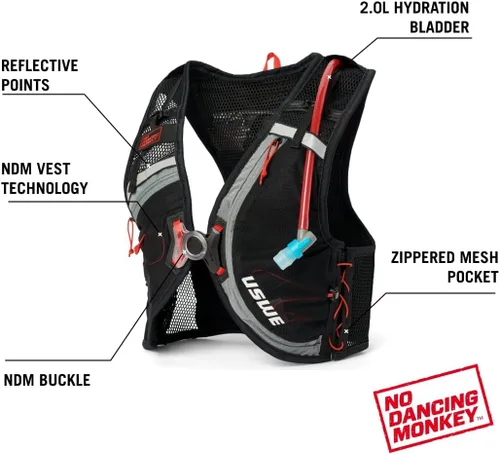 Vista 8 de USWE Rush - Chaleco de hidratación para bicicleta, 8 L, correas ajustables para el pecho, chaleco de hidratación para correr, vejiga de hidratación