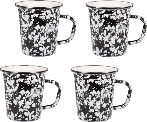 Vista 13 de Golden Rabbit Enamelware Latte Coffee or Tea Mugs, 16 ounce, Americana, Set of 4