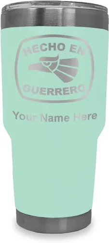Vista 19 de LaserGram Vaso aislado al vacío de 20 onzas, hecho en Guerrero, grabado personalizado incluido (negro)
