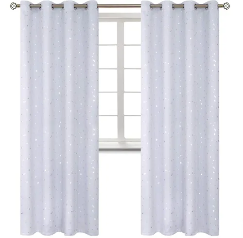 Vista 86 de BGment Cortinas opacas para dormitorio infantil, con aislamiento térmico, con ojales, estampado de estrellas plateadas, cortinas para oscurecer