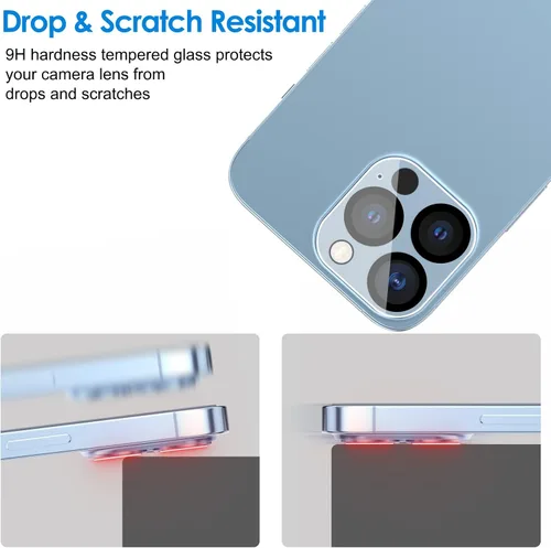 Vista 7 de JETech Protector de lente de cámara para iPhone 13 Pro Max de 6.7 pulgadas y iPhone 13 Pro de 6.1 pulgadas, vidrio templado 9H, transparente HD