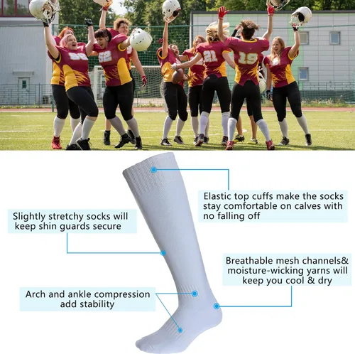 Vista 4 de Calcetines de béisbol, Unisex hasta la rodilla calcetines de fútbol adultos jóvenes softbol equipo deportes tubo calcetines 2612 pares