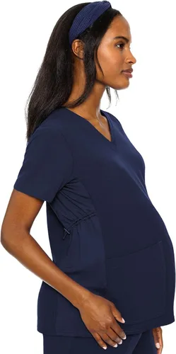 Vista 3 de Med Couture Camiseta de maternidad con cuello en V para mujer, Negro
