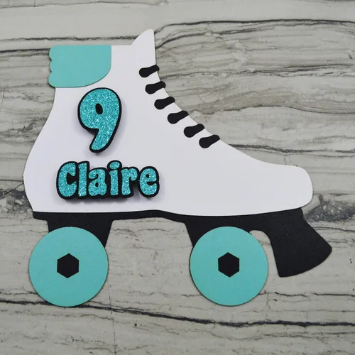 Vista 3 de Decoración para tartas de patinaje personalizado con nombre y edad