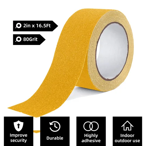 Vista 2 de Reniteco Cinta antideslizante de 2 pulgadas x 16.5 pies, color amarillo 01-Amarillo
