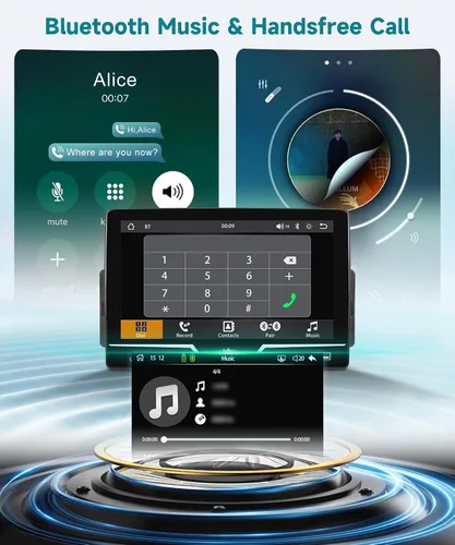 Vista 5 de Radio DIN individual con CarPlay con cable y Android Auto, pantalla táctil HD de 7 pulgadas, estéreo de coche de un solo DIN con enlace de espejo