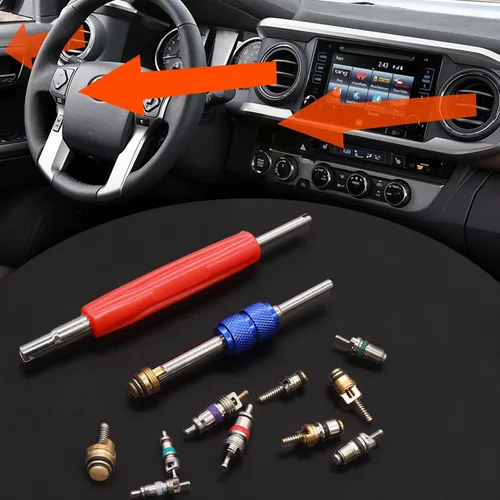Vista 4 de Taiss Kit de accesorios de núcleo de válvula de aire acondicionado de coche, 102 Uds., con herramienta de extracción de núcleo de válvula, R12