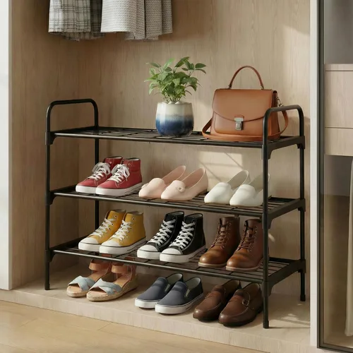 Vista 6 de 3-Tler - Zapatero organizador para zapatos, hierro inoxidable, estante espacioso para almacenamiento de zapatos para armario o entrada, se adapta a