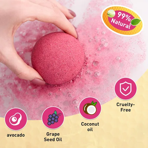 Vista 3 de 48 bombas de baño naturales y orgánicas para mujeres y niños, ricas en aceites esenciales, relajación y alivio del estrés, juego de regalo de bombas