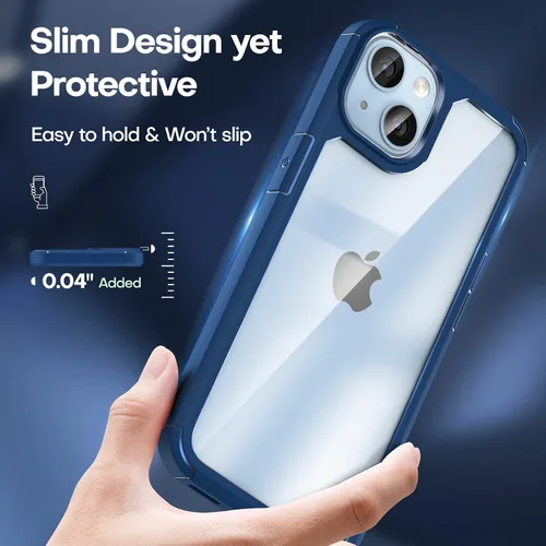 Vista 6 de TAURI Funda 5 en 1 diseñada para iPhone 14 Plus, color azul