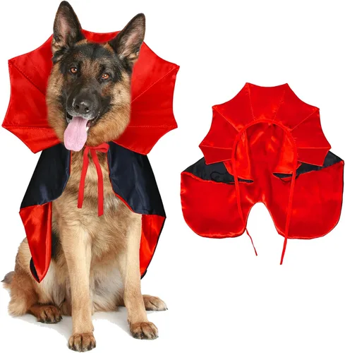 Vista 11 de GOYOSWA Disfraz de Halloween para perro, disfraz de vampiro, capa de vampiro, capa de vampiro, disfraz de Halloween para perros pequeños, medianos