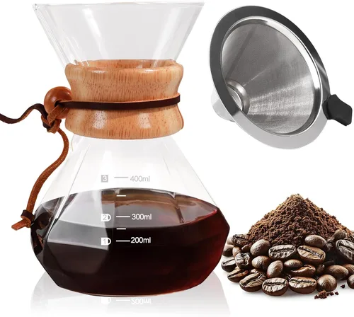 Vista 12 de Verter sobre cafetera 13.5 fl oz vidrio borosilicato goteo