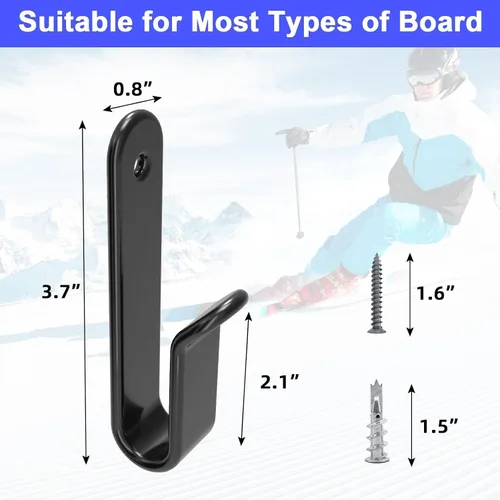 Vista 2 de Horizontal Snowboard Wall Mount Clips Snowboard Wall Rack Snowboard Mount Storage Snowboard Display Wall Mount for Room, Garage