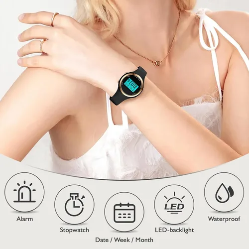 Vista 4 de XCZAP El deporte al aire libre relojes reloj despertador 5Bar impermeable LED Digital Watch