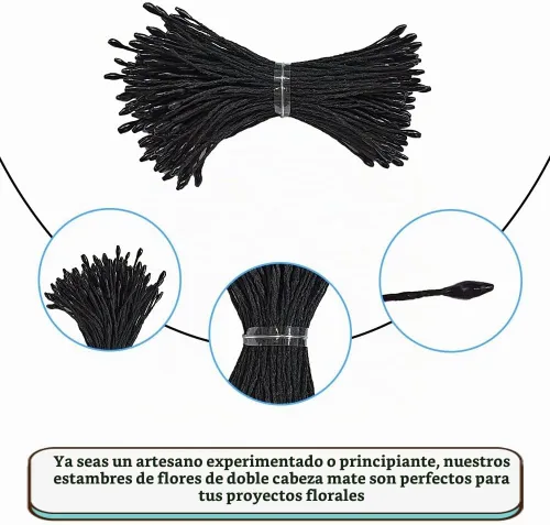 Vista 3 de HAHIYO 1000 piezas de 0.039 in negro perla doble cabeza flor Pistilo para hacer flores, decoración de álbumes de recortes, mini hecho a mano