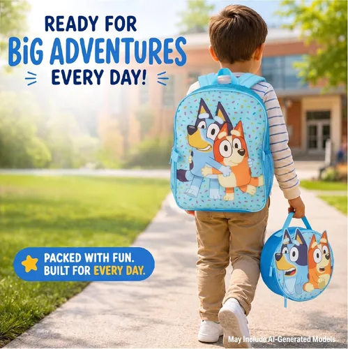 Vista 6 de Fast Forward Bluey - Mochila y lonchera 3D para niños (14 pulgadas)
