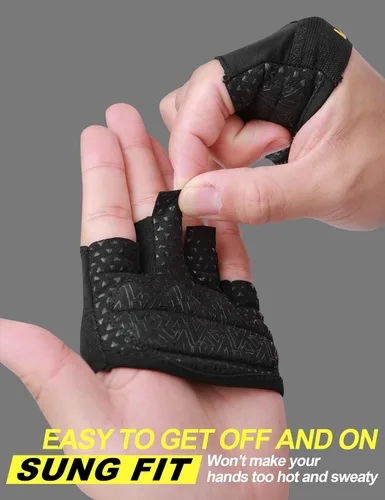 Vista 5 de KUTOOK Guantes de levantamiento de pesas para mujeres, guantes de entrenamiento de gimnasio con protección de palma y agarre adicional, guantes