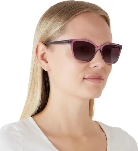 Vista 7 de Vogue Eyewear Woman Sunglasses Transparent Grey Frame, Grey Gradient Dark Blue Lenses, 54MM