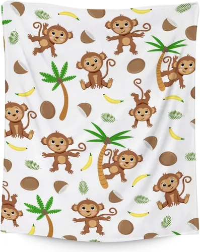 Vista 9 de Manta de mono para niñas pequeñas, tamaño de regazo de 30 x 40 pulgadas, manta de felpa suave y peluda para regalo, manta negra linda para cama, sofá