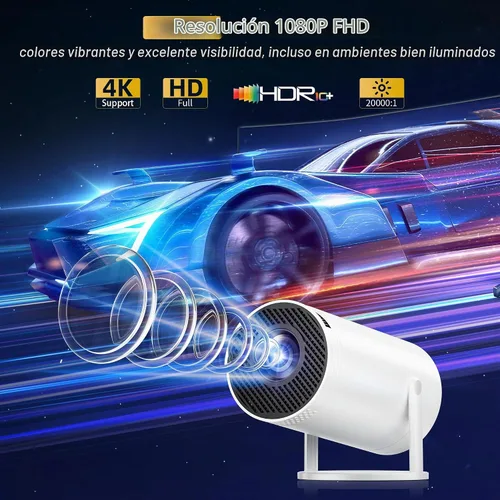 Vista 2 de Mini proyector portátil compatible con 4K, proyector pequeño Full HD 1080P con soporte giratorio de 270°, proyector de película compatible con TV