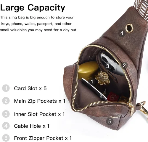 Vista 122 de Telena Riñonera pequeña para mujer, de cuero, cangureras, bolsa de pecho para mujer