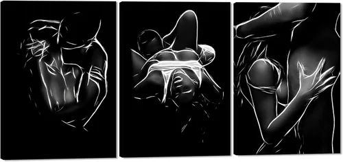 Vista 41 de Novatique 3 piezas de arte de pared sexy en blanco y negro para parejas desnudas, decoración de pared abstracta de amor para mujeres y hombres, arte