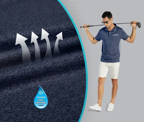 Vista 59 de V VALANCH Polo de golf de manga corta para hombre, estilo casual, con cuello que absorbe la humedad