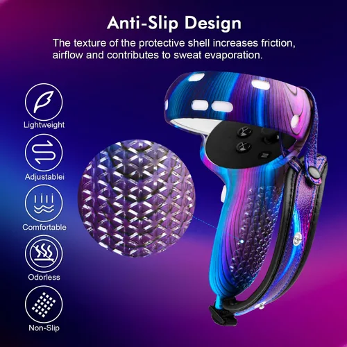 Vista 4 de Relohas Accessories for Oculus Quest 2, VR Accessory Set for Meta Quest 2, Include Controller Grip Leather Cover, VR Shell Cover, Face Cover, The
