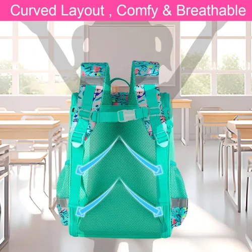 Vista 23 de KLFVB Mochila de 3 piezas para niñas y niños, bolsa de libros de dinosaurio de unicornio de 15 pulgadas con lonchera, bolsa escolar preescolar