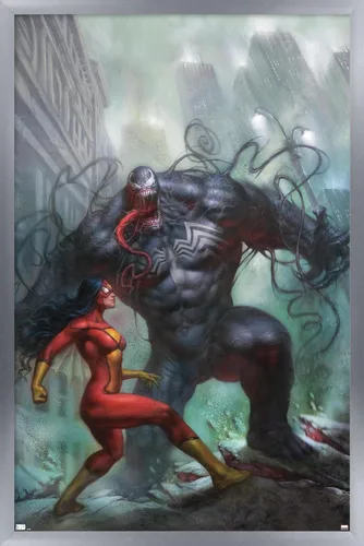 Vista 9 de Trends International Marvel Comics-Spider-Woman-Venom #161 - Póster de pared, 14.725 x 22.375 pulgadas, versión enmarcada de madera de granero
