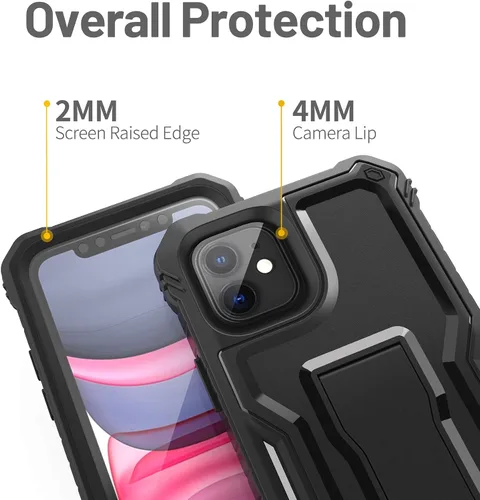 Vista 2 de FITO Funda compatible con iPhone 11, doble capa a prueba de golpes, resistente con protector de pantalla para iPhone 11 y iPhone XR de 6.1 pulgadas