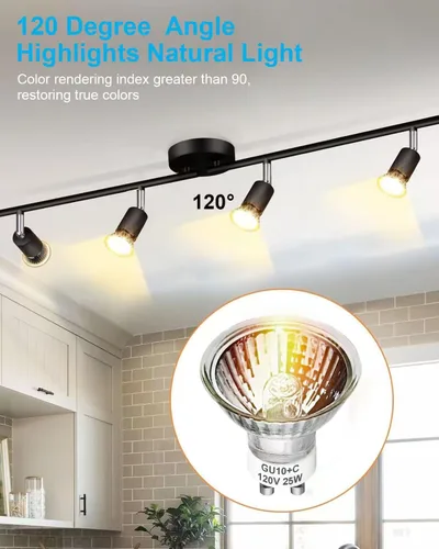 Vista 3 de SerBion Bombillas halógenas GU10 para lámpara calentadora de velas, regulables MR16 120 V 25 W bombillas para campana de pista y rango, blanco cálido