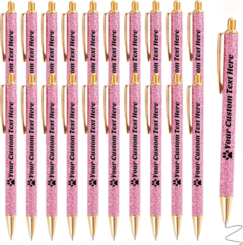 Vista 66 de 10 bolígrafos personalizados con purpurina, bolígrafos impresos personalizados a granel, bolígrafos retráctiles de tinta negra para graduación