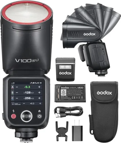 Vista 10 de Godox V100 S V100S 100W TTL Flash Strobe Speedlight para cámaras Sony With SU-1 Sub Flash, 1.7s Recycle Time, 2.4G TTL HSS 1/8000, 2.3in OLED