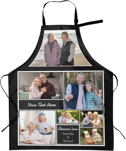 Vista 13 de Delantales personalizados con dos bolsillos para mujeres y hombres, delantales personalizados impresos con texto fotográfico para cocinero de cocina