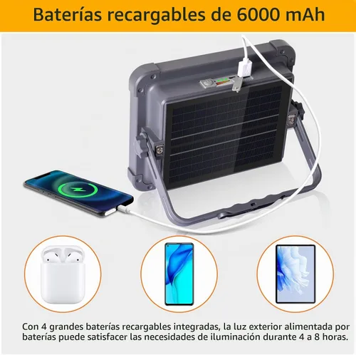 Vista 4 de MASMEJOR Luz de trabajo recargable solar, 10000LM, 6000mAh, 5 modos de L-300LEDs