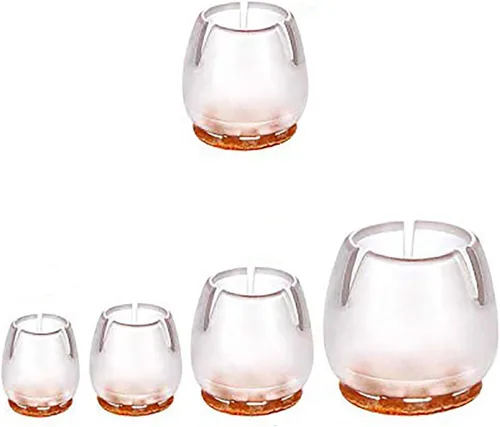 Vista 7 de Tapas para patas de silla, redondas de silicona transparente para patas de muebles de mesa, protectores de piso de madera, almohadillas de fieltro