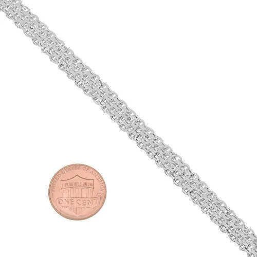 Vista 2 de 5.3mm Solid .925 Sterling Silver Flat Bismark Chain Bracelet
