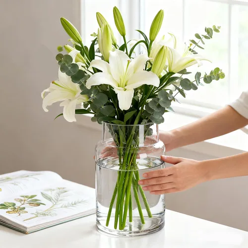 Vista 9 de Clear Vases for Centerpieces, 9 Inch, Wide Mouth (Pack of 3)