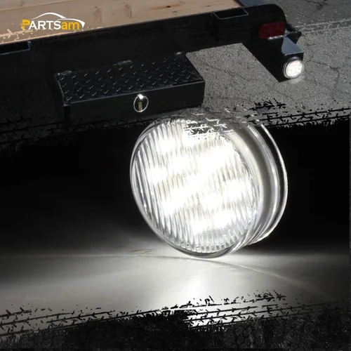 Vista 3 de Partsam 2 piezas de 2.5 pulgadas, marcador lateral redondo blanco y luces de liquidación, luces de respaldo inversas, 13 diodos, ojales/coletas